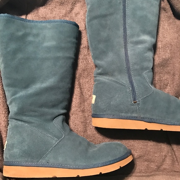 Ugg Size 9 Teal Zip up Tall boots - Picture 1 of 8